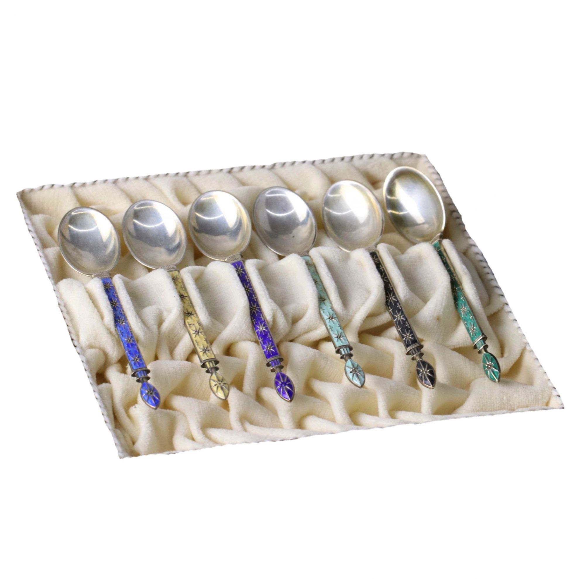 Set-of-6-silver-spoons-with-enamel-in-a-gift-case