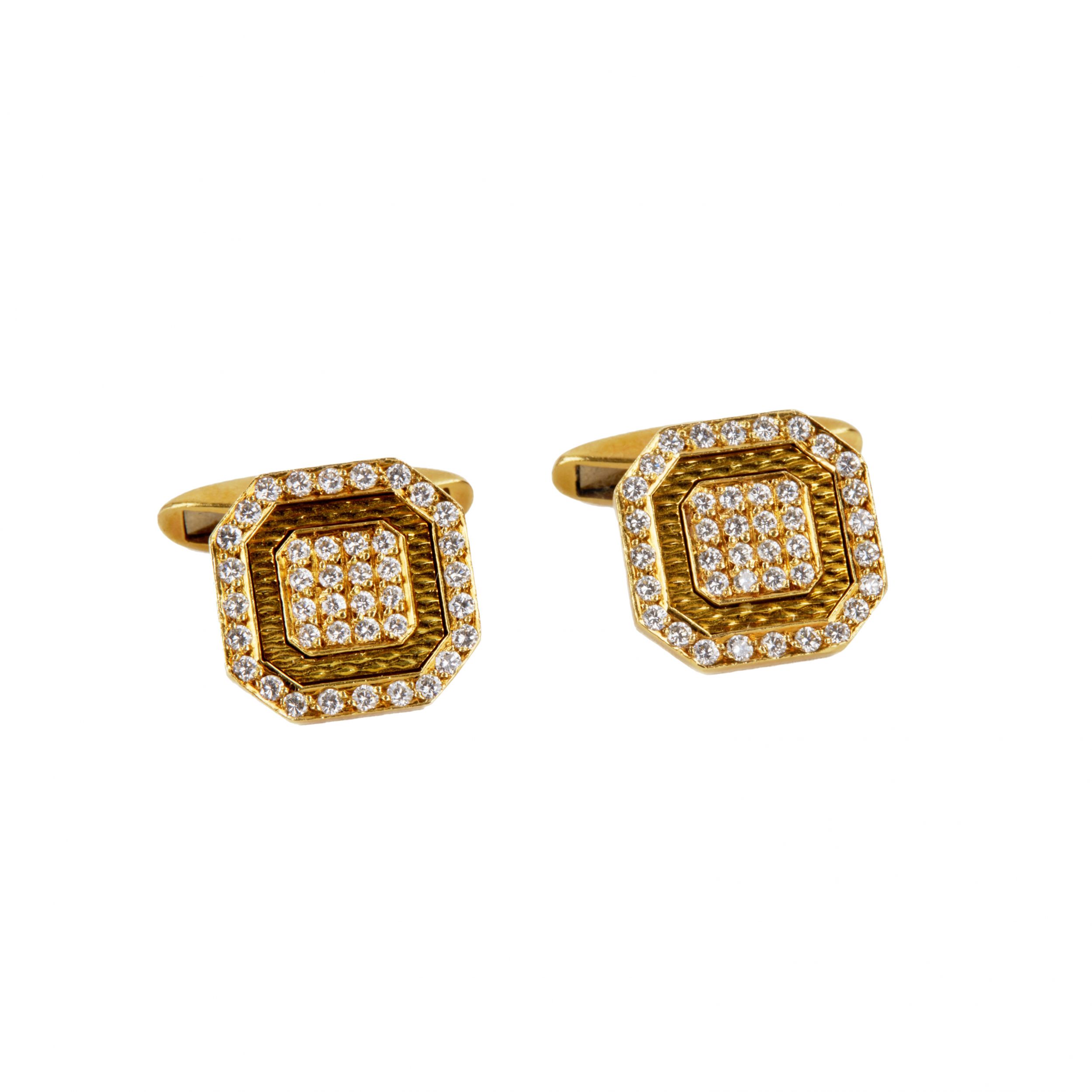 Gold-Chopard-cufflinks-with-guilloche-and-diamonds-