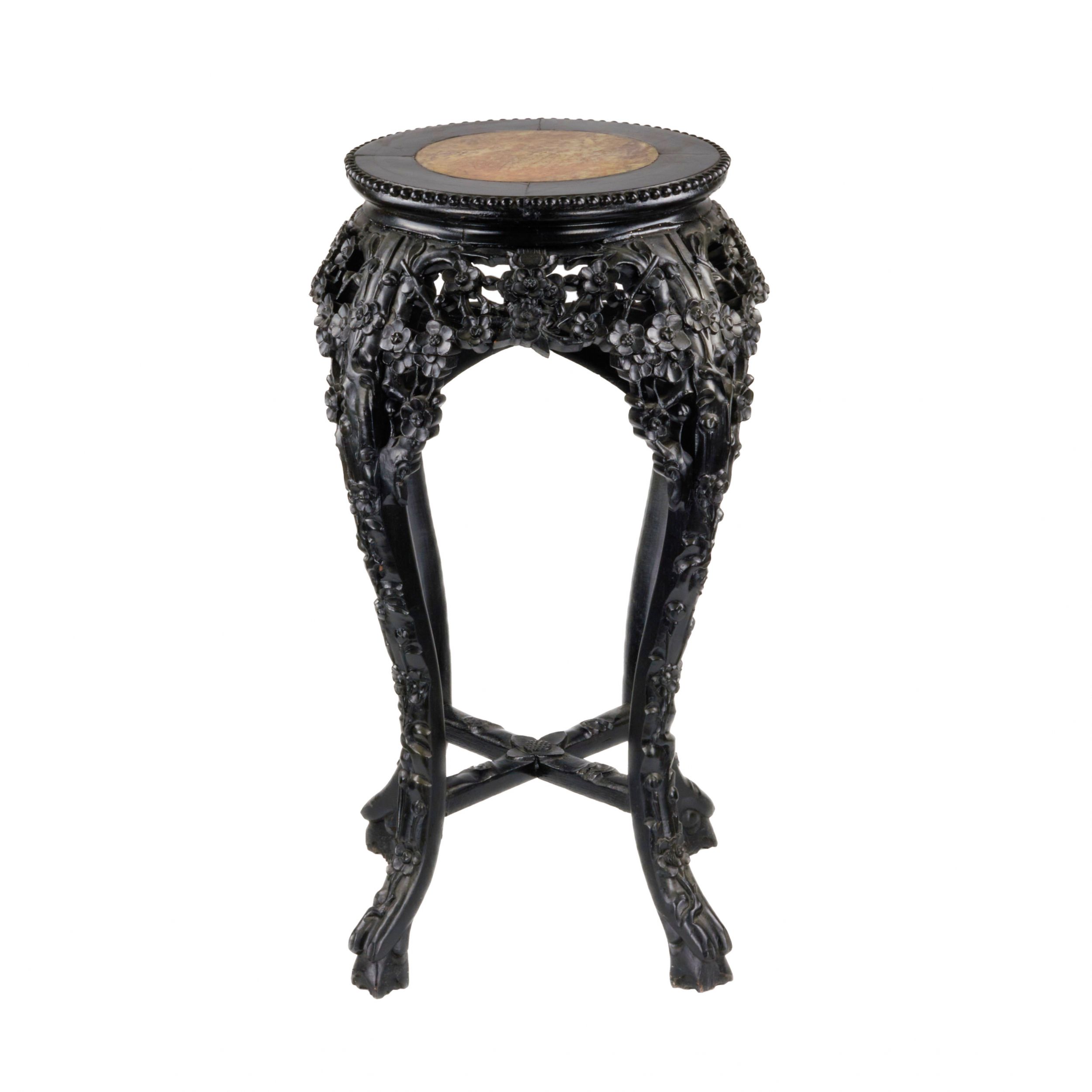 Carved-Chinese-vase-stand-ebony-with-marble-