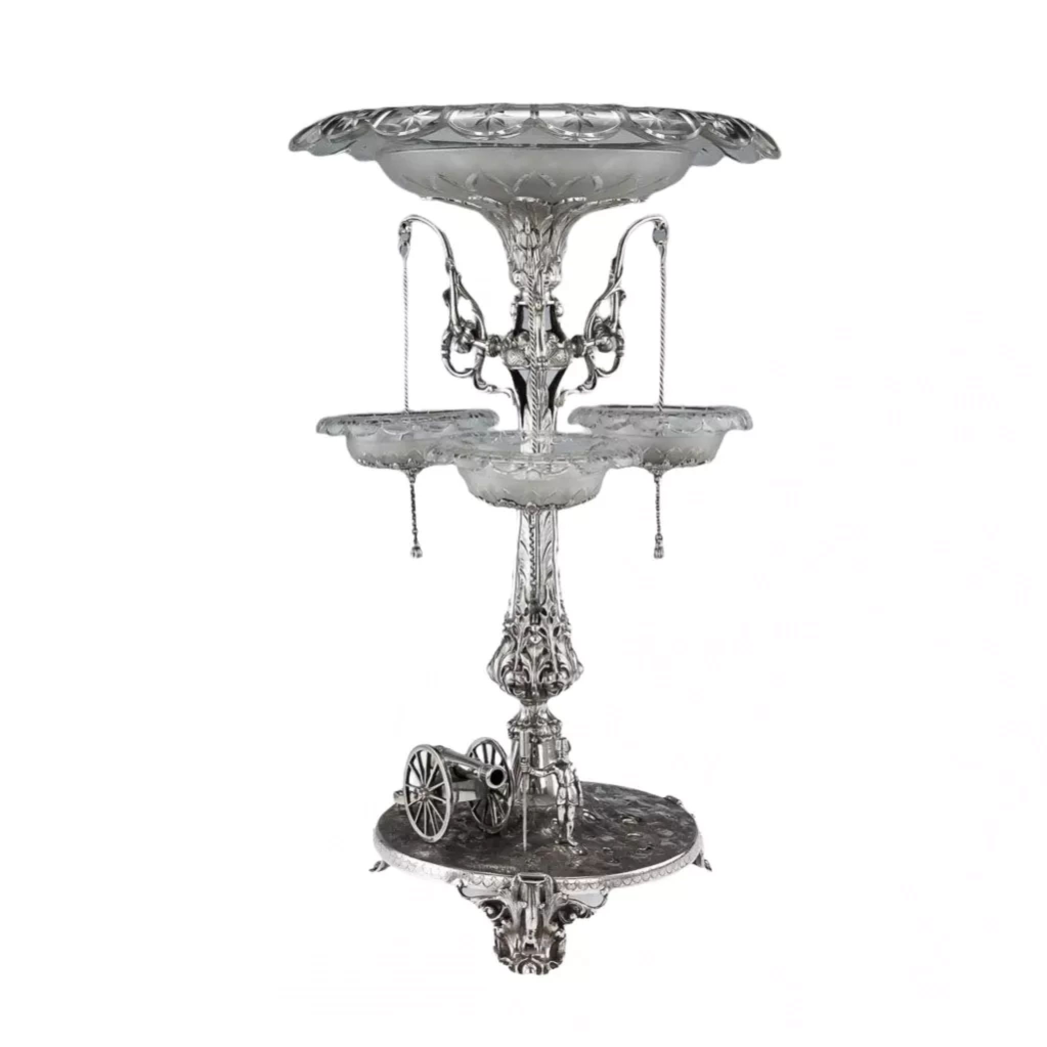 Large-decorative-vase-made-of-crystal-and-silver-JB&amp;GF-Birmingham-1874-
