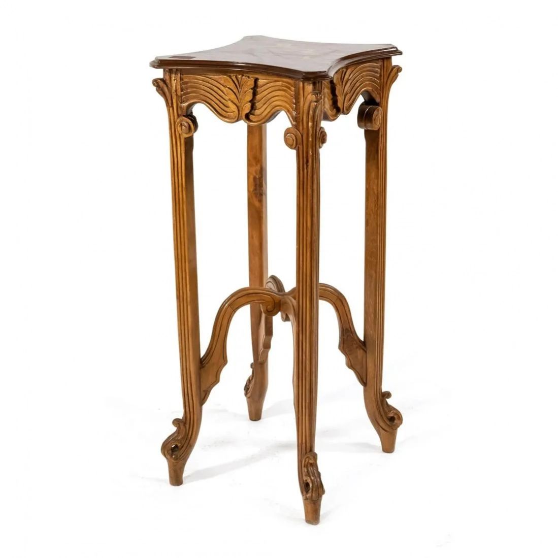 Pedestal-of-solid-walnut-in-Art-Nouveau-style-20th-century-