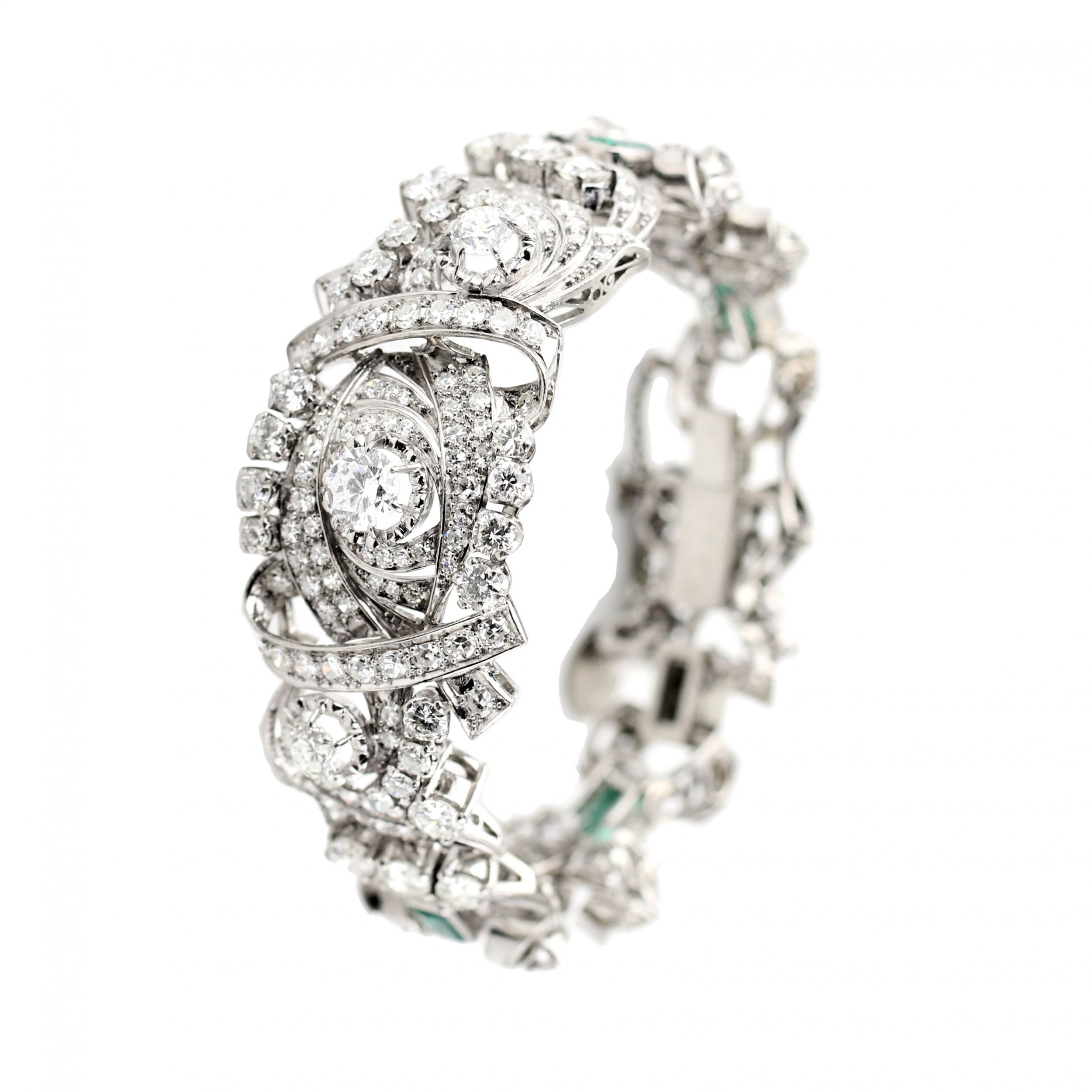 White-gold-bracelet-with-diamonds-and-emeralds-