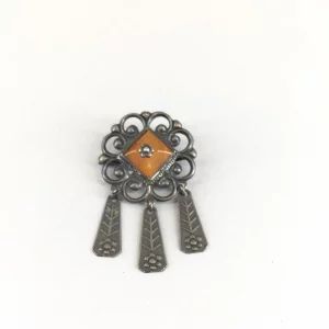 Brooch - amber with silver