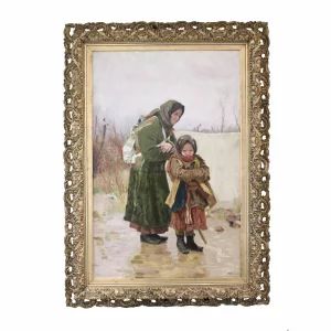 Painting Grandmother with granddaughter. Tvorozhnikov