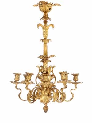 Chandelier for 8 candles in Rococo style.
