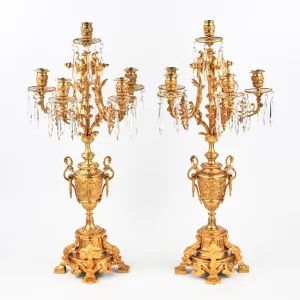 Pair of girandoles of gilded bronze in the style of Napoleon III. 
