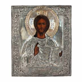 Icon of the Almighty of the late 19th century in a silver-plated setting. 