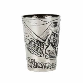 Silver vodka cup  from Mikhail Tarasov. Bogatyrskaya Zastava. Early 20th century. 