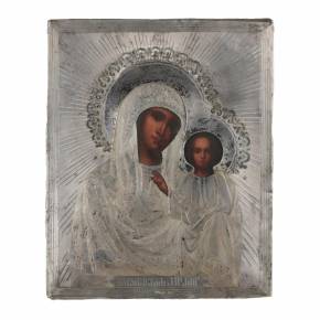 Icône de la Mère de Dieu de Kazan dans un cadre en argent. 