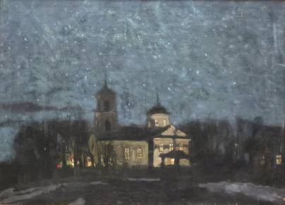 Stanislav Zhukovsky. Night landscape. Starry sky. 