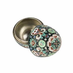 Two-part decorative silver Easter egg with cloisonne enamel. 