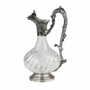 CHEVRON Freres. French crystal jug in silver. 