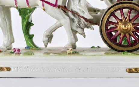 Saxon, sculptural, porcelain group Wedding carriage of Napoleon Bonaparte. 