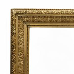 Expressive wooden frame of classical style, with accant and laurel garland. 19th century. 