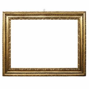 Large, deep, gilded frame from the 19th century, with acanthus and rope motif. 