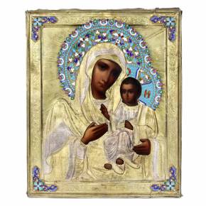 Ibērijas Dievmātes ikona zeltītā sudraba rāmī ar emaljām. Maskava, 1908-1917 