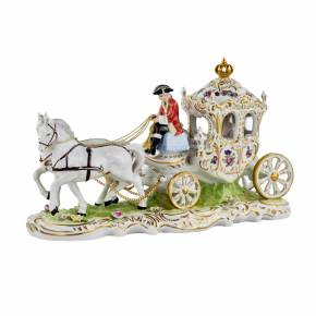 Romantic porcelain composition Carriage. Dresden. 20th century. 