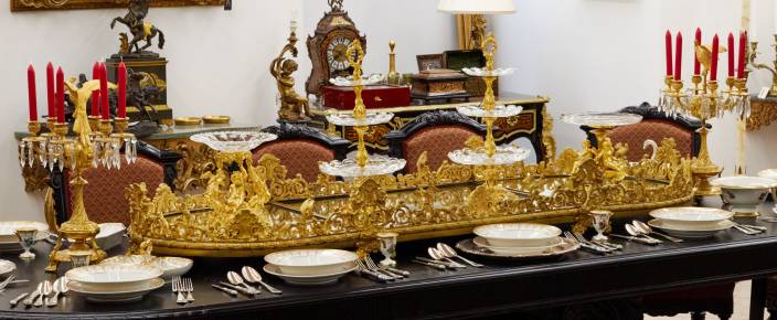 Grezns servēšanas komplekts Surtout de table, Napoleona III laikmets. 