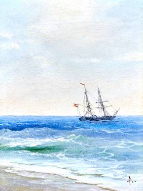 Aivazovsky Ivan Konstantinovich, Sailboat near the coast. 