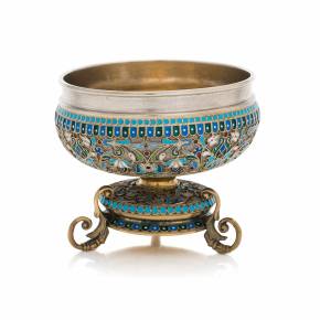 Ovchinnikov. Silver bowl of cloisonne enamel. Moscow. 1896. 