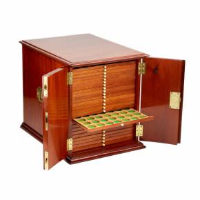 Wooden cabinet for coins and medals of the 19th century. 