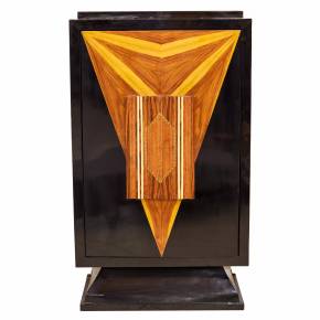 Large, vertical bar in Art Deco style, with a swivel display case. 20th century. 