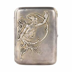 Silver cigarette case Mercury. Russian Empire, Moscow, 1908-1913. 