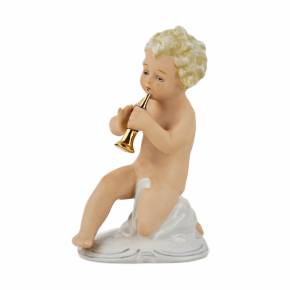 A figurine playing music on a pipe, putti.