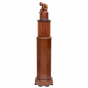Console column in Art Deco style. With a carved figure of a naked lady and a fox. 20th century. 