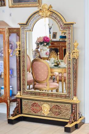 Grand miroir psiche de style Boulle. France 19ème siècle. 