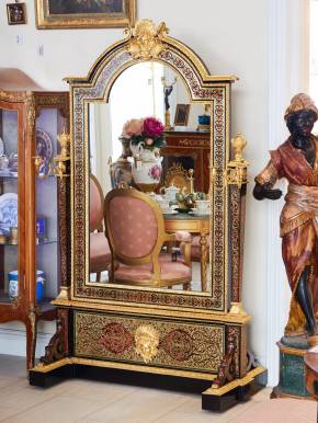 Грандиозное зеркало псише в стиле Буль. Франция 19 век.