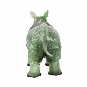 Stone-cutting miniature Jade rhinoceros in the style of products from the firm of Faberge 