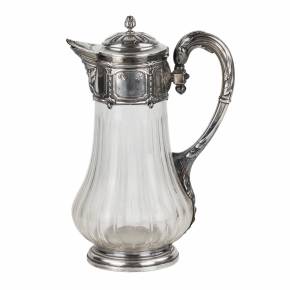 French glass jug for water in silver. Late 19th century. 