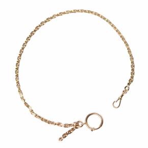 Gold chain of anchor weave for pocket watches, with two carabines. Latvia. 1920-30s. 
