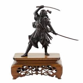 Japanese bronze sculpture of a samurai warrior. Japan. Meiji. The turn of the 19th-20th century. 