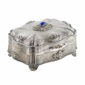 Italian, silver jewelry box of baroque shape. 