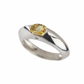  Piaget white gold ring with yellow sapphire and diamond. 1998 