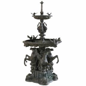 Large bronze fountain with two bowls by Francis Joseph Duret (1804-1865). 