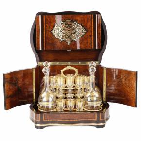 Carriage bar in marquetry technique in Napoleon III style. 19th century.