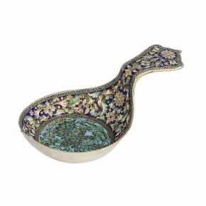 Silver ladle with enamel. St. Petersburg, last quarter of the 19th century. 