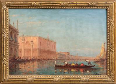 CHARLES-CLÉMENT CALDERON (1870–1906). VIEW OF THE DOGES PALACE AND ST. MARKS SQUARE IN VENICE , TURN OF THE 19TH – 20TH CENTURY