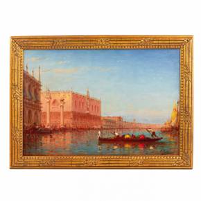 CHARLES-CLÉMENT CALDERON (1870–1906). VUE DU PALAIS DES DOGES ET DE LA PLACE SAINT-MARC À VENISE , FIN XIXe – DÉBUT XXe SIÈCLE
