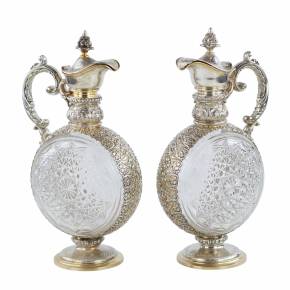 VĪNA KRŪKU PĀRIS NO GRIEZTA KRISTĀLA SUDRABA IETVARĀ VĀCIJA, XX GADSIMTA PIRMĀ PUSE