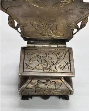 SILVER SALT CELLAR IN THE ART NOUVEAU STYLE WITH BUTTERFLIES. GUSTAV KLINGERT MOSCOW, RUSSIA, 1899-1908
