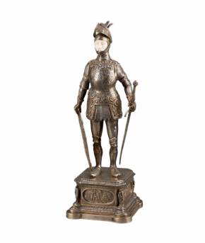 SILVER CABINET FIGURE OF A KNIGHT. J. KURZ & CO. GERMANY, HANAU, TURN OF THE 19TH - 20TH CENTURIES