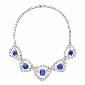 MAGNIFICENT SAPPHIRE AND DIAMOND NECKLACE. CARTIER MODEL 1950  21ST CENTURY