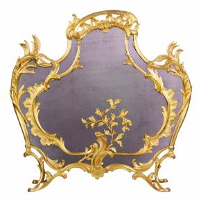 GILT BRONZE FIREPLACE SCREEN IN THE LOUIS XV STYLE FRANCE, 19TH CENTURY