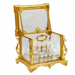 LIĶIERU KABINETS (CAVE À LIQUEURS) NO APZELTĪTAS BRONZAS UN KRISTĀLA NAPOLEONA III STILĀ FRANCIJA, XIX GADSIMTA OTRĀ PUSE