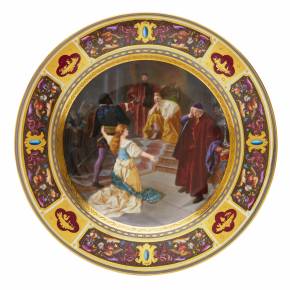 DECORATIVE PLATE “OTHELLO AND DESDEMONA” BERLINER PORZELLAN-MANUFAKTUR (KPM) BERLIN, GERMANY, LATE 19TH CENTURY
