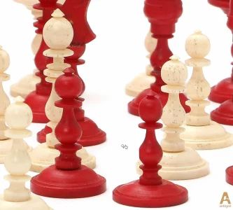 Set of bone chess pieces